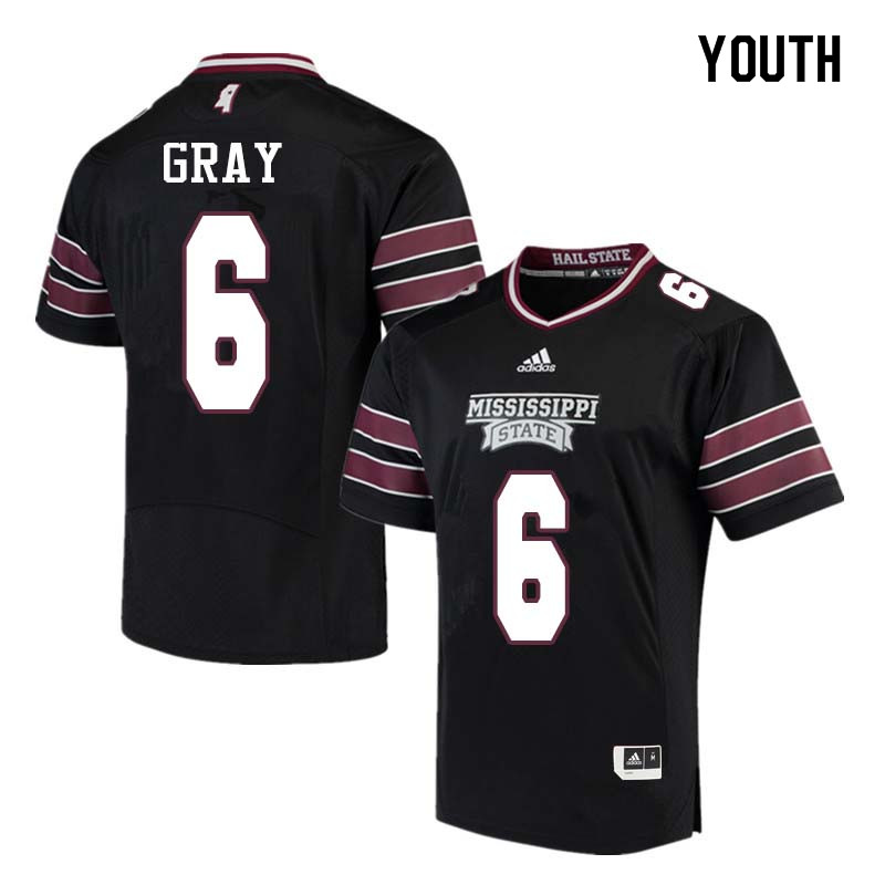 Youth #6 Donald Gray Mississippi State Bulldogs College Football Jerseys Sale-Black